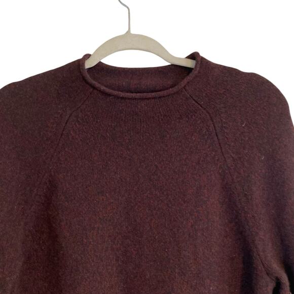 Womens Banana Republic Maroon Heather Moc Neck Recycled Wool Sweater Size Medium - Picture 5 of 16
